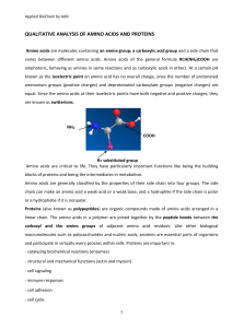 Applied BioChem by AJM QUALITATIVE ANALYSIS OF AMINO