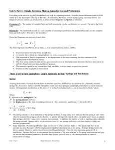 Unit 5 Part 1 Simple Harmonic Motion Notes