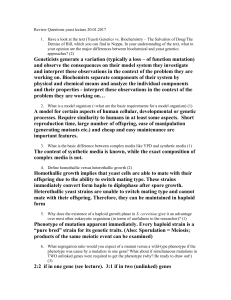 Review Questions yeast lecture 18