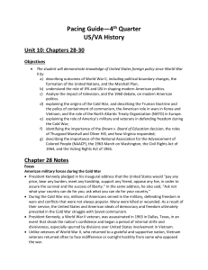 Pacing Guide—4th Quarter US/VA History Unit 10: Chapters 28