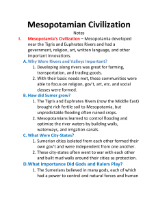 Notes - Chapter 1, Section 2, Mesopotamia