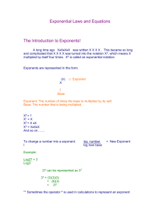 Exponential Laws and Equations