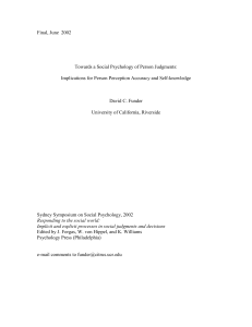 FunderFINAL2002 - Sydney Symposium of Social Psychology