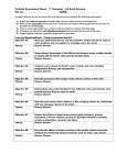 Portfolio Assessment Sheet - Unit 1 Nature of Science