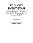 ECOLOGY EVENT EXAM Science Olympiad