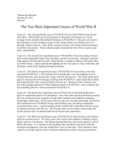 The Ten Most Important Causes of WWII
