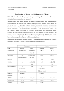 Declension of Nouns and Adjectives in Hittite