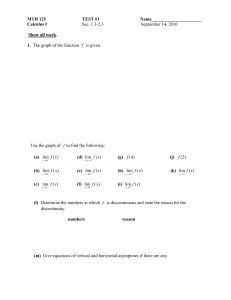 MAT 1613 TEST #1 Name