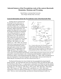 Geologic Timeline for the eastern Beartooth Mountains