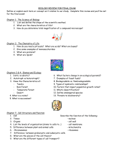 biology review for final exam