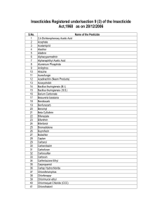 Insecticides Registered under/section 9 (3)