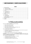 MECHANISMS I: SIMPLE MACHINES INDEX 1) PRELIMINARIES a