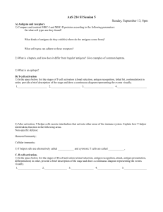 AnS 214 SI Session 5 Sunday, September 13, 8pm A) Antigens and