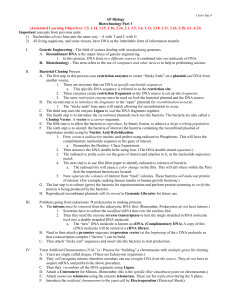 6 Day 9 Biotechnology Part 3 Outline