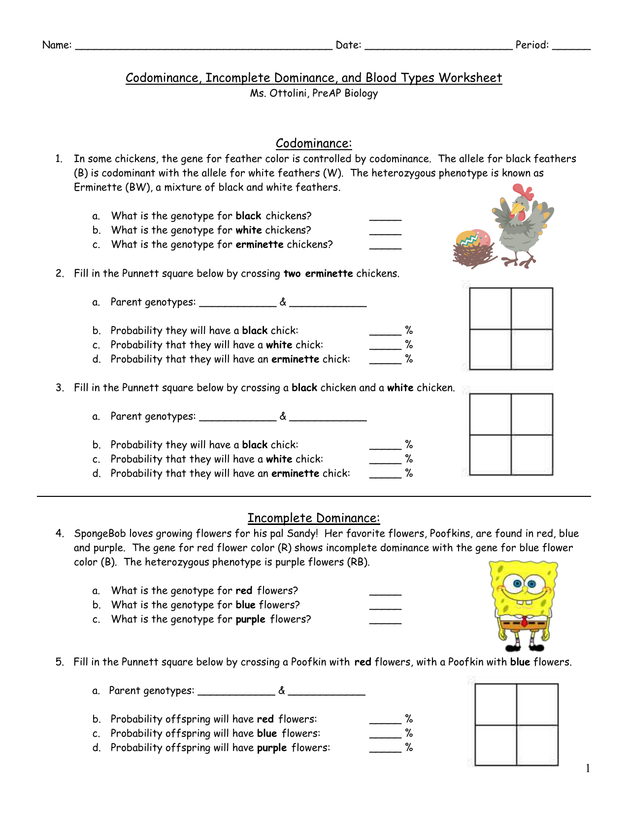Codominance, Incomplete Dominance, and Blood Types Worksheet Intended For Codominance Worksheet Blood Types