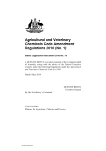 Agricultural and Veterinary Chemicals Code Amendment