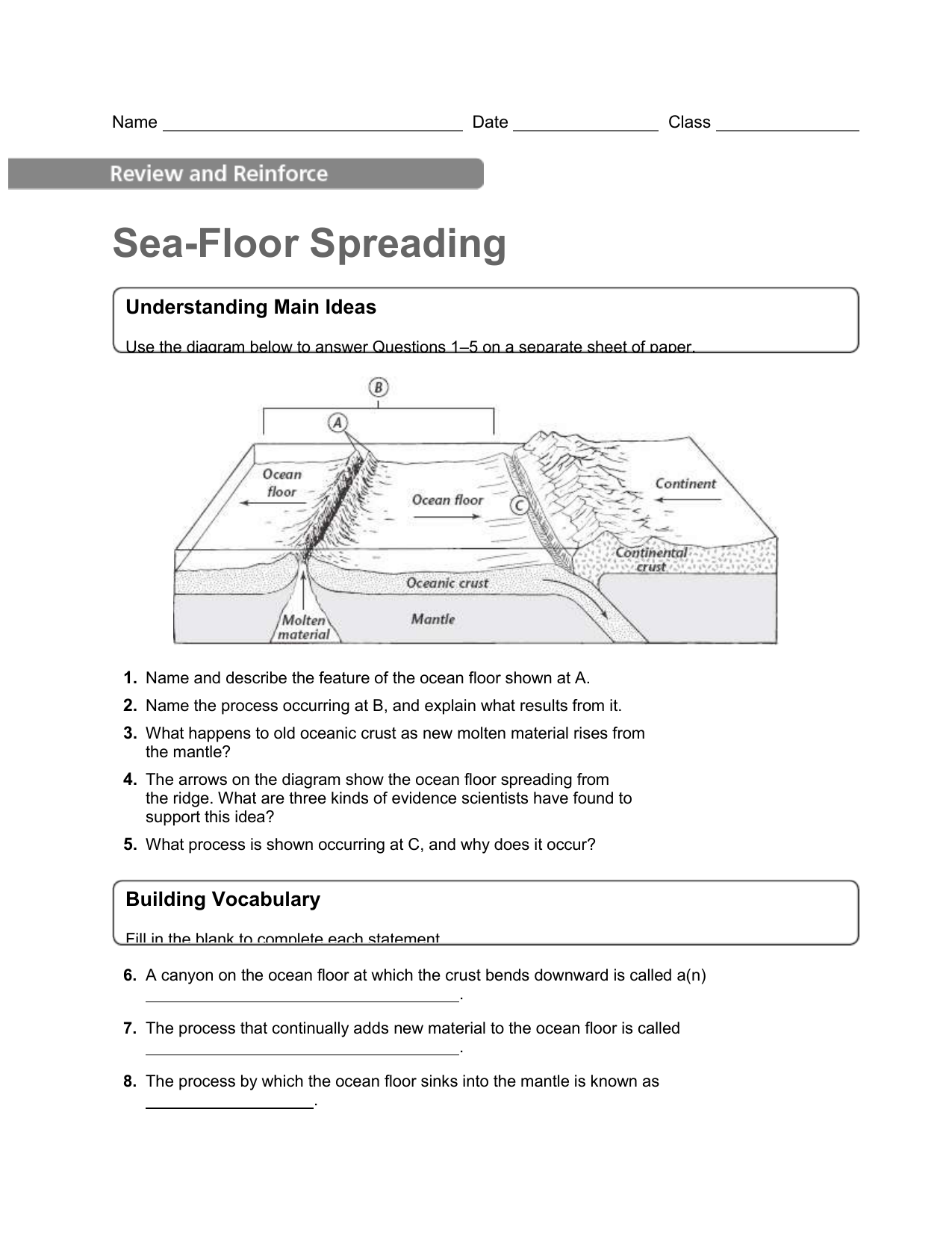 Sea Floor Spreading Worksheet Answers Key | Viewfloor.co