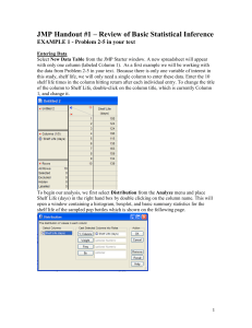 JMP Tutorial #1 - Review of Basic Statistical Inference