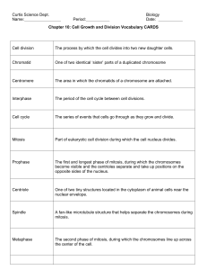 Curtis Science Dept. Biology Name: Period: Date: Chapter 10: Cell
