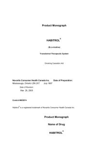 Product Monograph - Habitrol® Canada Support Program