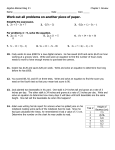 Algebra Blizzard Bag Assignment 1