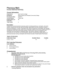 Pharmacy Math Course Outcome Summary Course Information