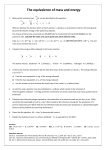 Equivalence of mass and energy worksheet with