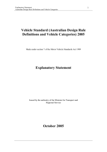Explanatory Statement Australian Design Rule Definitions and