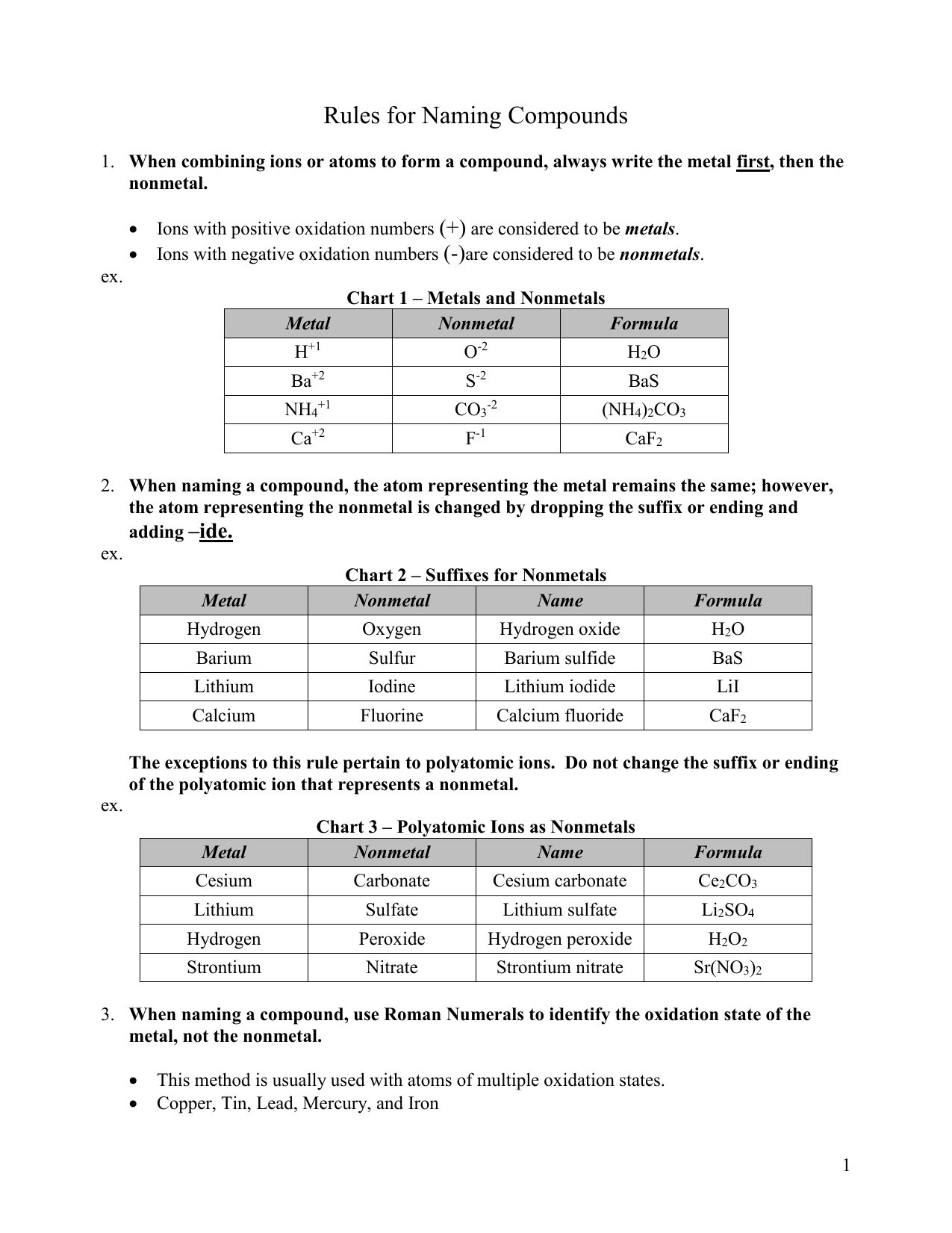 Charting Oxidation Number Answer Key