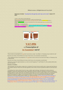 VAT 4956 - a transcription of its Translation and Comments