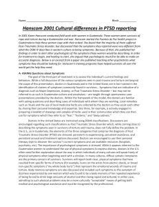 Name: Block:______ Hanscom 2001 Cultural differences in PTSD