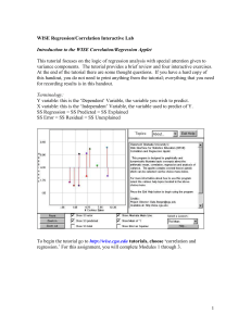 Introduction to the WISE Correlation/Regression Applet