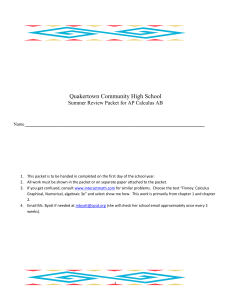 Summer Review Packet for Students Entering Calculus (all levels)