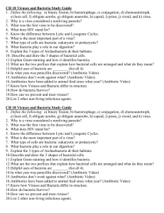 CH 18 Viruses and Bacteria Study Guide