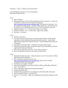 Chemistry – Units 1-5 What do you need to know