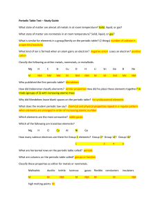 Periodic Table Test – Study Guide What state of matter are almost all