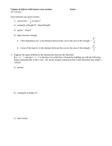 Volume of objects with known cross sections:
