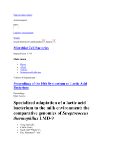 Specialized adaptation of a lactic acid bacterium to the milk