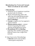 Biotechnology Key Terms and Concepts
