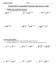 Algebra 2 Chapter 10 Worksheet 1—Exponential Functions
