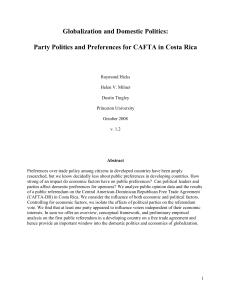 Party Politics and Preferences for CAFTA in Costa Rica