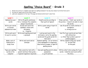 Spelling “Choice Board”