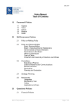 Policy Manual Table of Contents