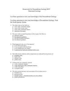 T2 Precambrian Geology Homework KEY