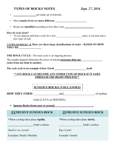 GUIDED NOTES – IGNEOUS ROCKS Name