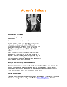 Women`s Suffrage What is women`s suffrage? Women`s suffrage is