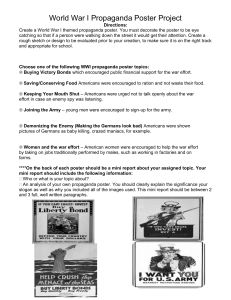 World War I Propaganda Poster Project Directions: Create a World