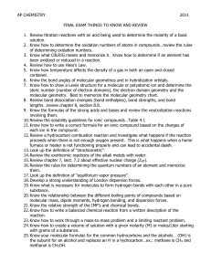 AP CHEMISTRY FINAL EXAM THINGS TO KNOW AND REVIEW