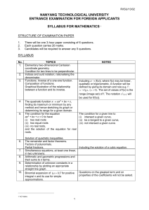 Maths - Nanyang Technological University