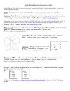 weekly spelling contract choices